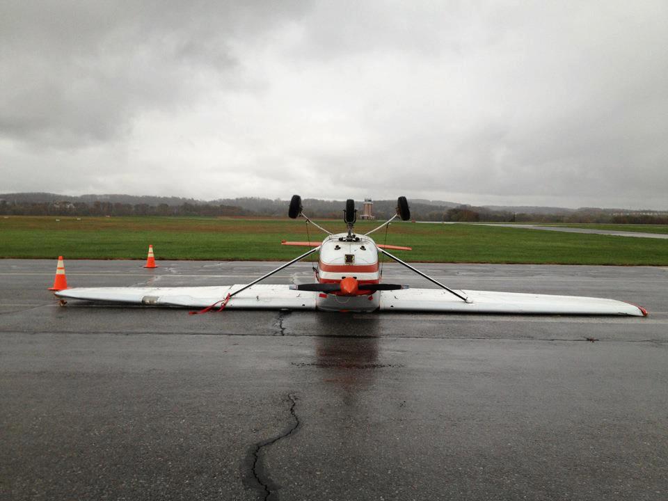 Unmanned aircraft takes off in high winds