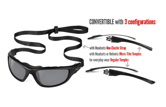 Flying Eyes come with three different temple options which are quick to swap.