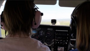 On final approach, wearing the headset. On final approach, wearing the headset.