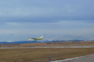 The landing sequence. This plane is about to flare.